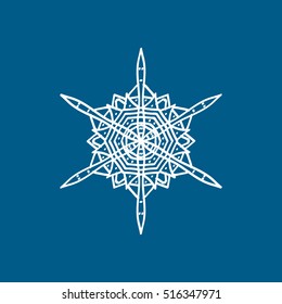 Snowflake Snow Flat Icon On Blue Background