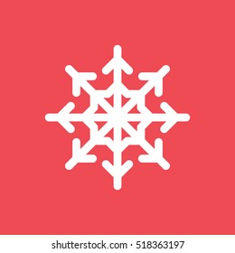 Snowflake Snow Flat Icon On Red Background