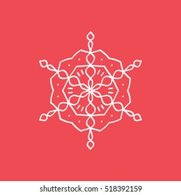 Snowflake Snow Flat Icon On Red Background
