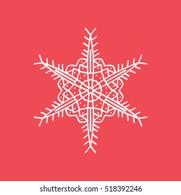 Snowflake Snow Flat Icon On Red Background