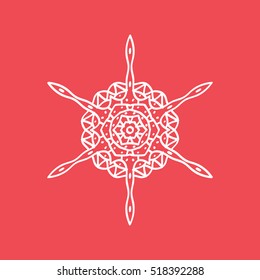 Snowflake Snow Flat Icon On Red Background