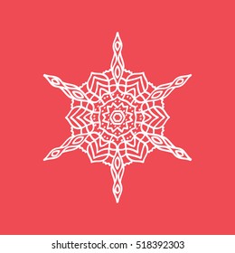 Snowflake Snow Flat Icon On Red Background