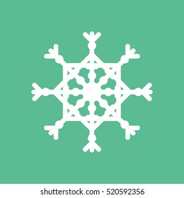 Snowflake Snow Flat Icon On Green Background