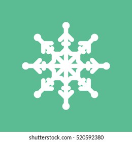 Snowflake Snow Flat Icon On Green Background