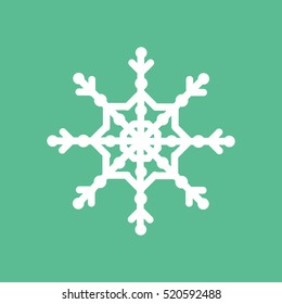 Snowflake Snow Flat Icon On Green Background