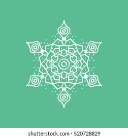 Snowflake Snow Flat Icon On Green Background
