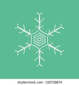Snowflake Snow Flat Icon On Green Background