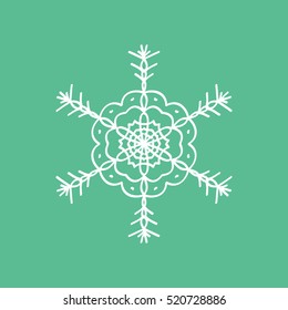 Snowflake Snow Flat Icon On Green Background