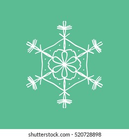 Snowflake Snow Flat Icon On Green Background
