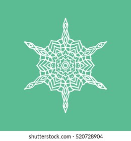 Snowflake Snow Flat Icon On Green Background