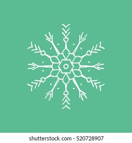 Snowflake Snow Flat Icon On Green Background