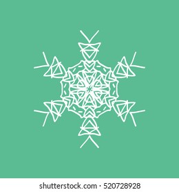 Snowflake Snow Flat Icon On Green Background