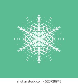 Snowflake Snow Flat Icon On Green Background