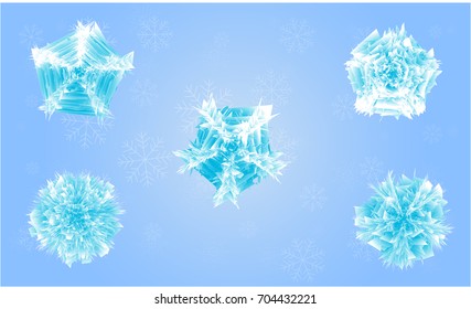 Snowflake or Snow flowers winter set vector illustration.
