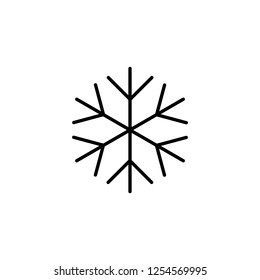 snowflake snow freeze winter thin line outline icon black on white background