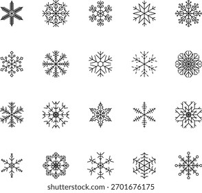 Floco de neve neve congelar inverno delinear ícone. Ícone de floco de neve. Mantenha-se congelado. Marcação em flocos de neve Manter abaixo de zero. Ar condicionado. Ícone de linha fina de flocos de neve definido. Snowflake Ilustração simples.
