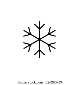 snowflake snow freeze winter thin line outline icon black on white background