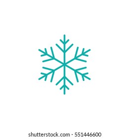 snowflake snow freeze winter thin line outline icon blue on white background