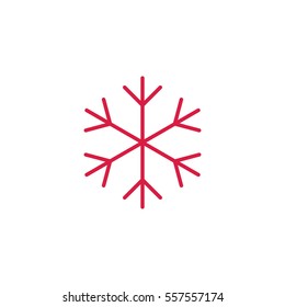 snowflake snow freeze winter thin line outline icon red on white background