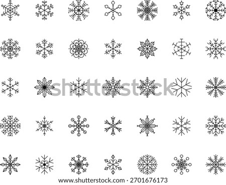 Snowflake snow freeze winter thin line outline icon. Snowflake icon. Keep frozen. Snowflake marking. Keep below zero. Air conditioner. Snowflakes thin line icon set. Snowflake Simple illustration.