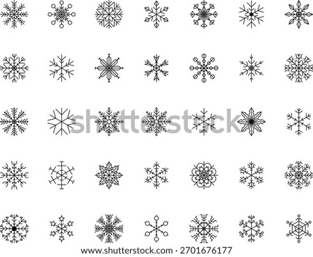 Snowflake snow freeze winter thin line outline icon. Snowflake icon. Keep frozen. Snowflake marking. Keep below zero. Air conditioner. Snowflakes thin line icon set. Snowflake Simple illustration.