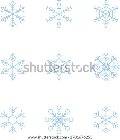 Snowflake snow freeze winter thin line outline icon. Snowflake icon. Keep frozen. Snowflake marking. Keep below zero. Air conditioner. Snowflakes thin line icon set. Snowflake Simple illustration.
