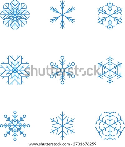 Snowflake snow freeze winter thin line outline icon. Snowflake icon. Keep frozen. Snowflake marking. Keep below zero. Air conditioner. Snowflakes thin line icon set. Snowflake Simple illustration.