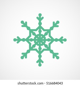 Snowflake Snow Green Flat Icon On White Background