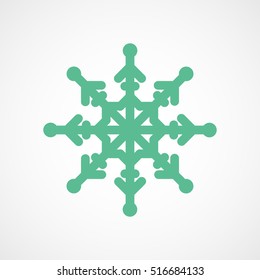Snowflake Snow Green Flat Icon On White Background