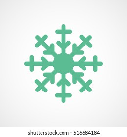 Snowflake Snow Green Flat Icon On White Background