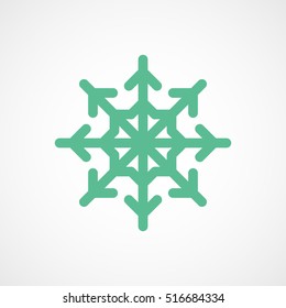 Snowflake Snow Green Flat Icon On White Background