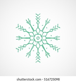 Snowflake Snow Green Flat Icon On White Background