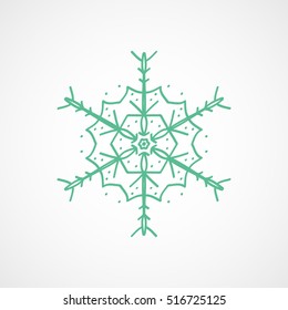 Snowflake Snow Green Flat Icon On White Background