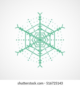 Snowflake Snow Green Flat Icon On White Background