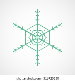 Snowflake Snow Green Flat Icon On White Background