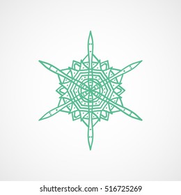 Snowflake Snow Green Flat Icon On White Background