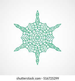 Snowflake Snow Green Flat Icon On White Background