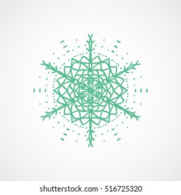 Snowflake Snow Green Flat Icon On White Background