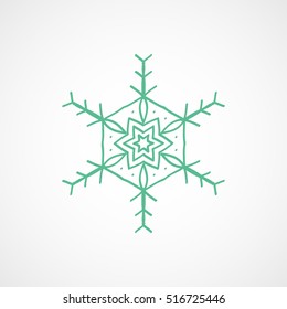 Snowflake Snow Green Flat Icon On White Background