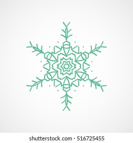 Snowflake Snow Green Flat Icon On White Background