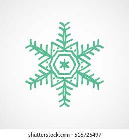 Snowflake Snow Green Flat Icon On White Background