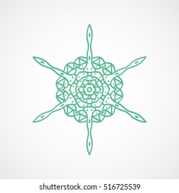 Snowflake Snow Green Flat Icon On White Background