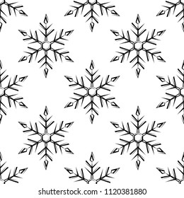 Snowflake, Snow, Ice Crystal Shape Seamless Pattern Vector Art Illustration