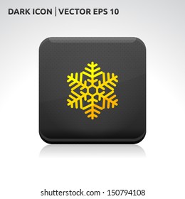 Snowflake snow icon | color dark black gold yellow | icon set | abstract vector symbol | template design | shadows shiny | business button | abstract 3d