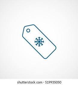 Snowflake Snow Label Christmas New Year Blue Line Icon On White Background