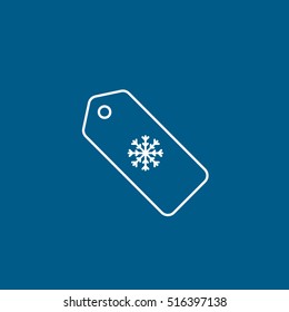 Snowflake Snow Label Line Icon On Blue Background