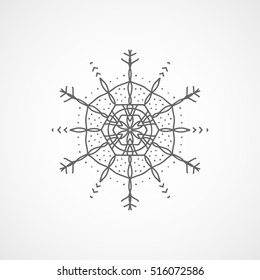 Snowflake Snow Line Icon On White Background