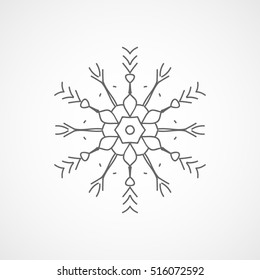 Snowflake Snow Line Icon On White Background