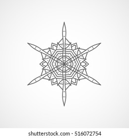 Snowflake Snow Line Icon On White Background