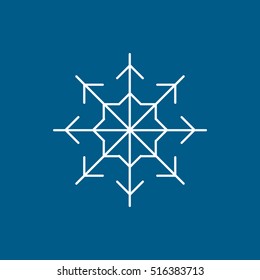 Snowflake Snow Line Icon On Blue Background